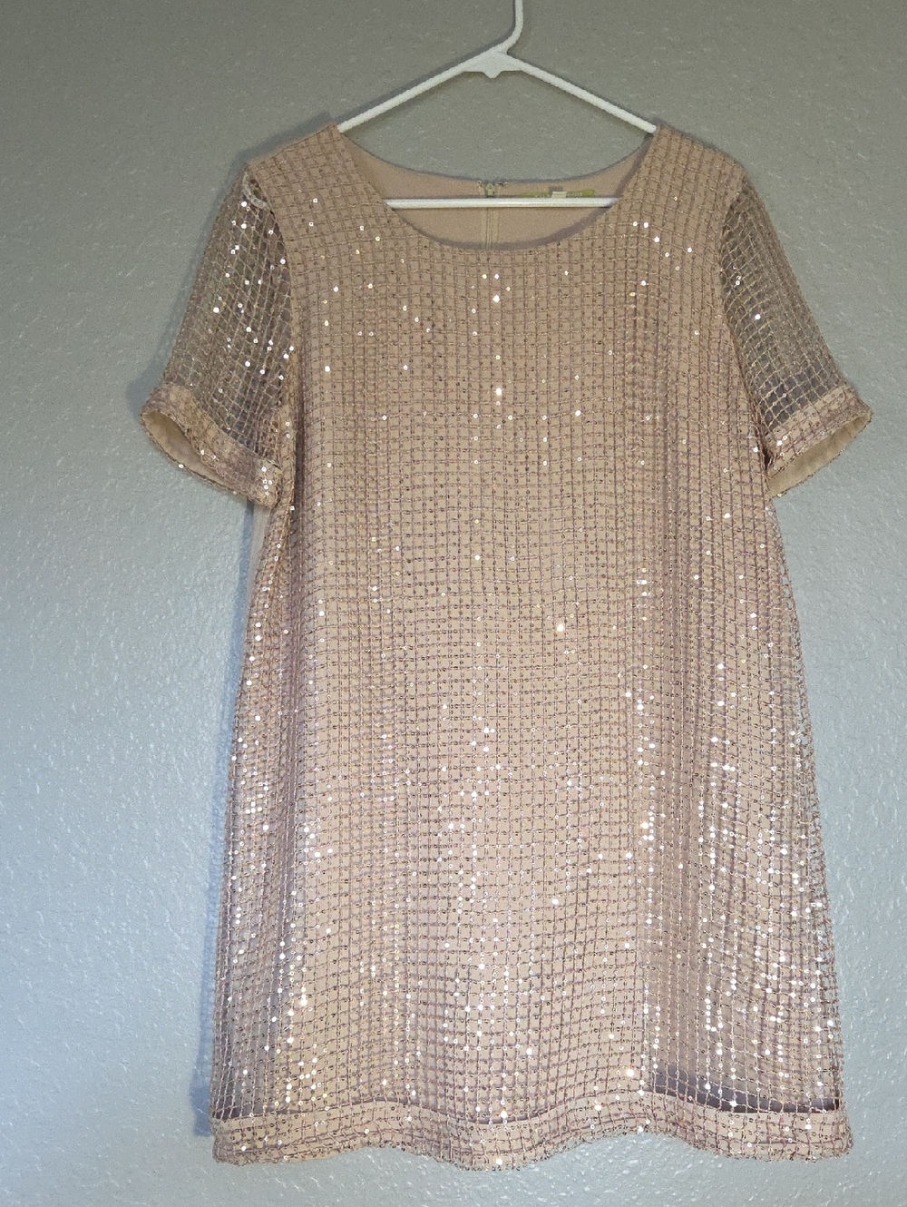 Gianni Bini Nude Sequin Shift Dress